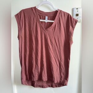 Athleta Short Sleeve V-Neck Tee in Brown